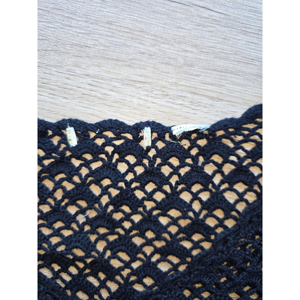 Women Crochet Open Knit Top Black Gothic Boho Sheer Pullover 90s grunge festival - Picture 7 of 9